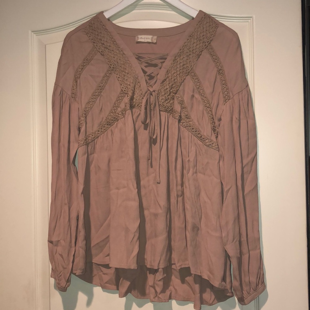 Tan Altar’d State Balloon Sleeve Blouse